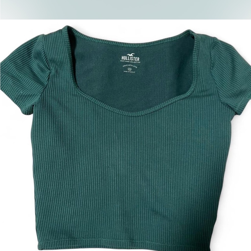 Hollister Women's Teal Ribbed Crop Top